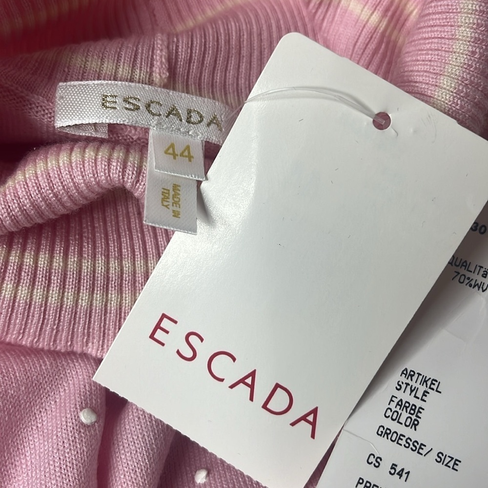 ESCADA PINK SILK CASHMERE WOOL POLKA DOT CARDIGAN SET VINTAGE - Picture 8 of 11